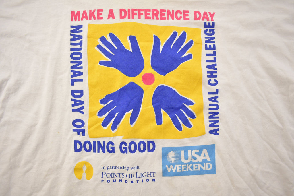Vintage 1990s Make A Difference Day Graphic T Shirt