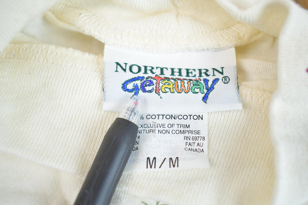 Vintage 1990s Northern Getaway Floral Spring Flowers Long Sleeve Cozy TurtleNeck