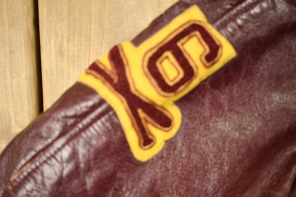 Vintage 1940s Samsonite Horsehide Varsity Jacket Industrial Champs Leather Jacket