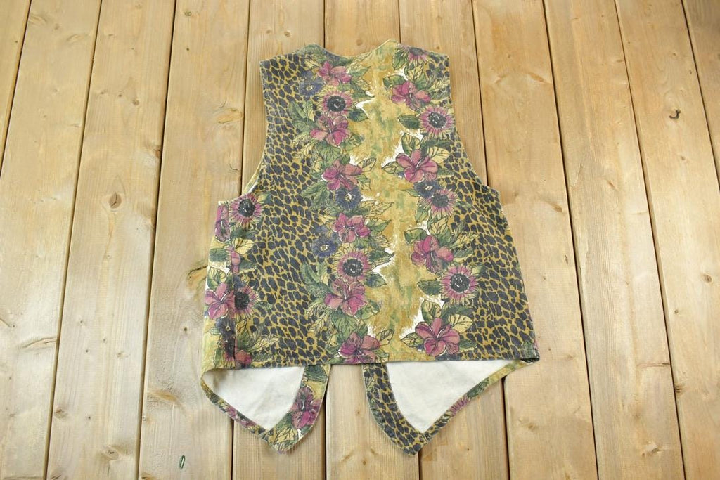 Vintage 1980s Floral Button Up Vest