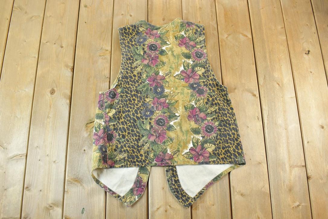 Vintage 1980s Floral Button Up Vest