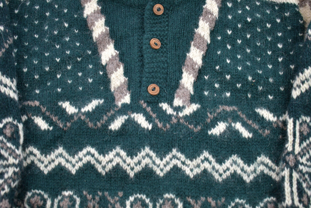 Vintage 1990s Glacier Bay Import Nordic Knit Crewneck Sweater /