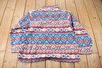 Vintage 1990s Alfred Dunner All Over Print Zip Up Fleece Sweater Size Woman's Medium