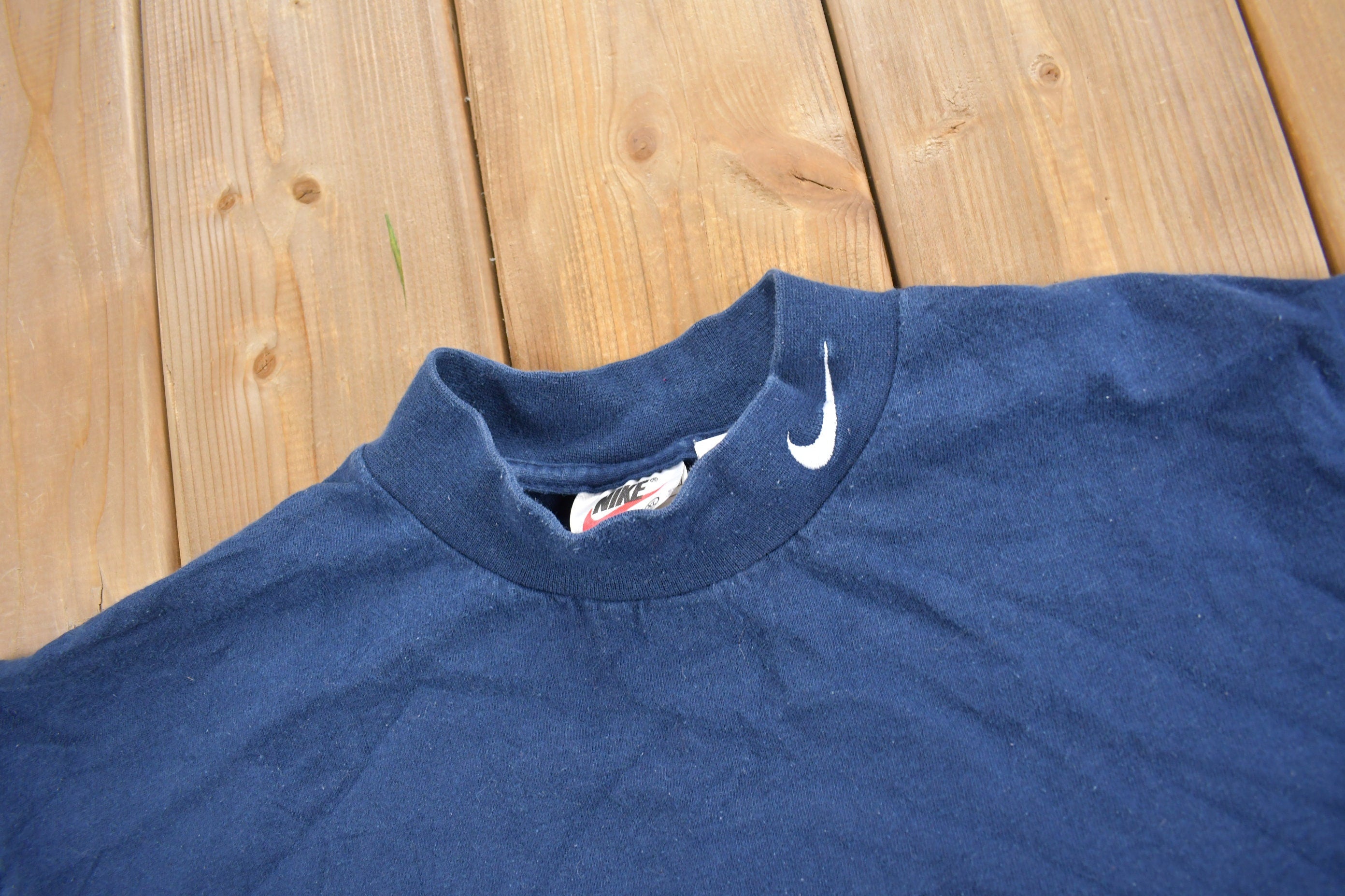 Vintage 1990s Nike Mini Swoosh Mockneck Long Sleeve T Shirt