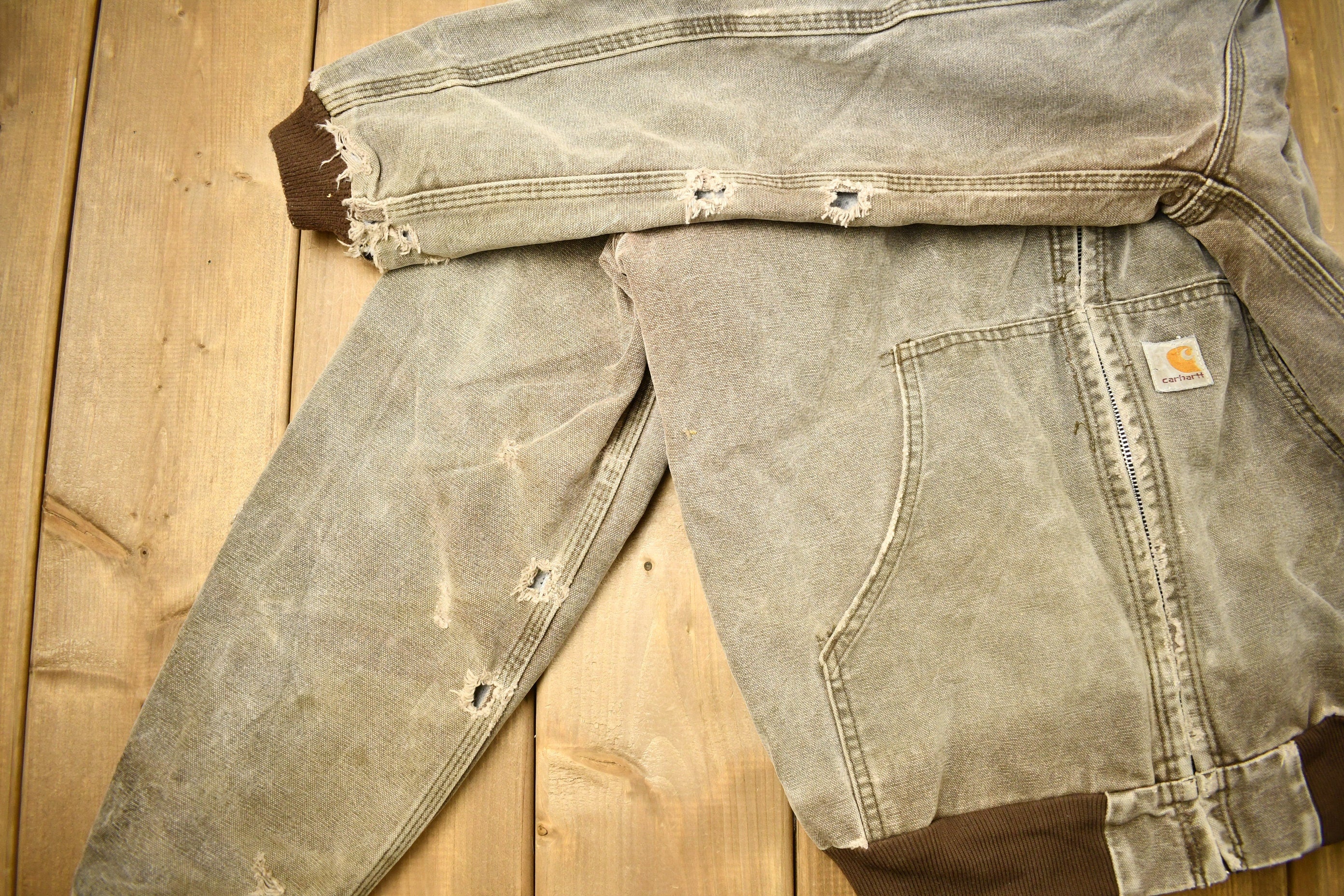 Vintage 1990s Distressed Carhartt Hooded Work Jacket
