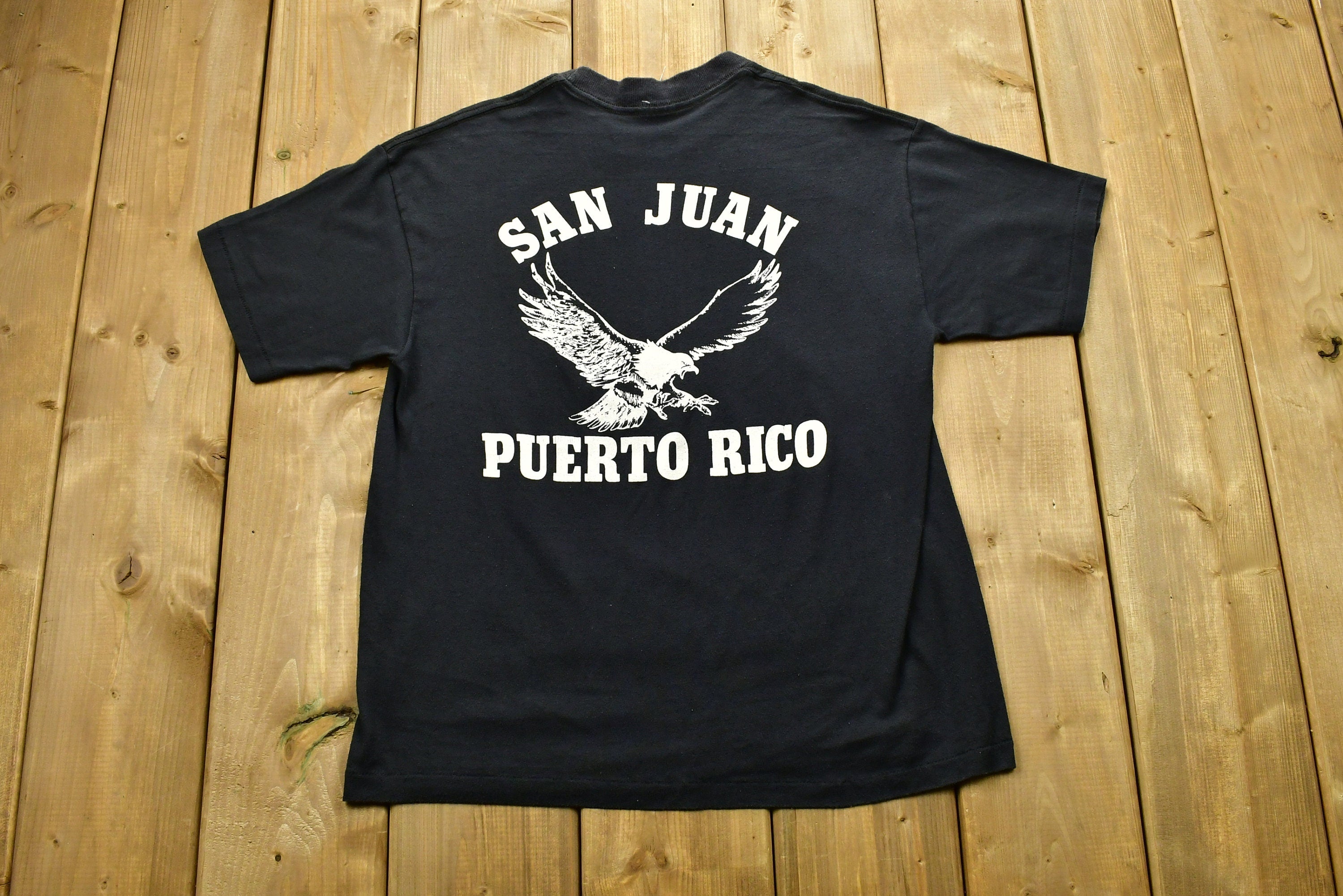 Vintage 1988 Harley Davidson Motorcycles Puerto Rico 3D Emblem T-Shirt