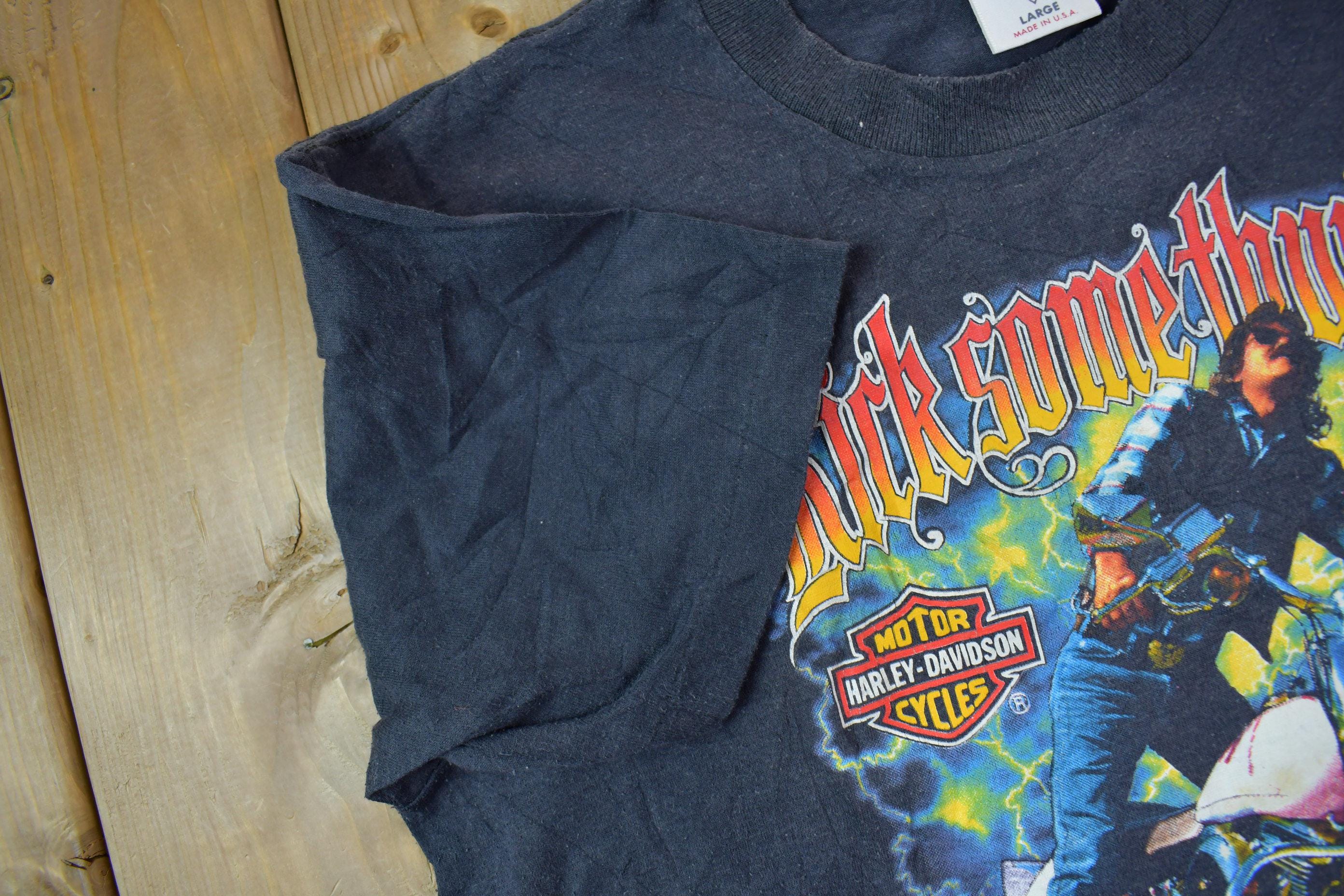 Vintage 1988 Harley Davidson Motorcycles The Silver Mine Edgewood MD Graphic T-Shirt /