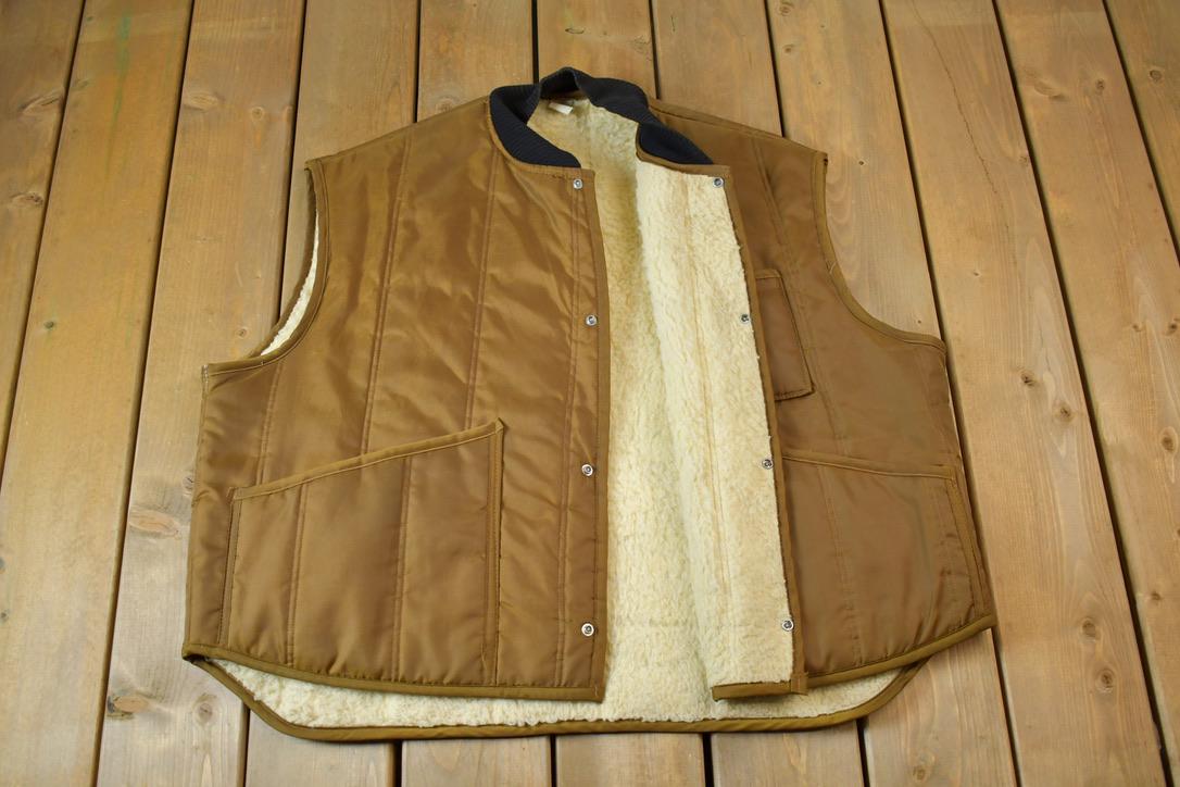 Vintage 1980s Lined Button Snap Workwear Vest - XXL