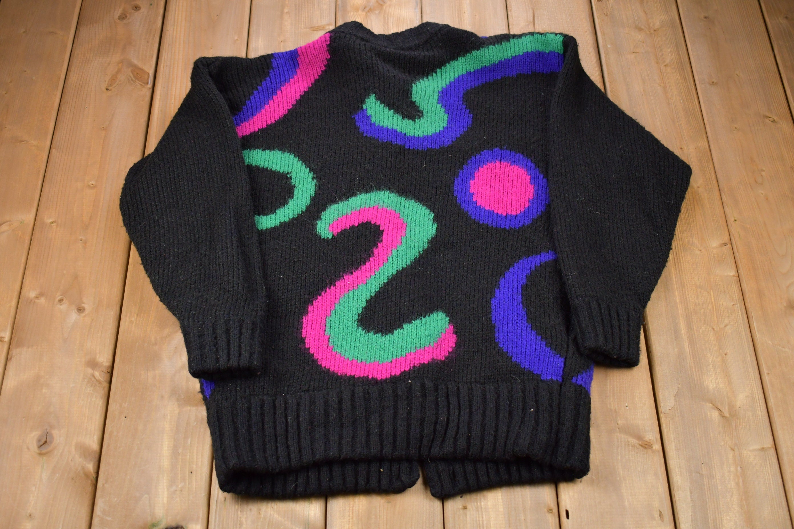 Vintage 1990s Joyce Abstract Swirls Knitted Sweater