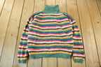 Vintage 1990s Pasta Knit Abstract Pattern Turtleneck Sweater