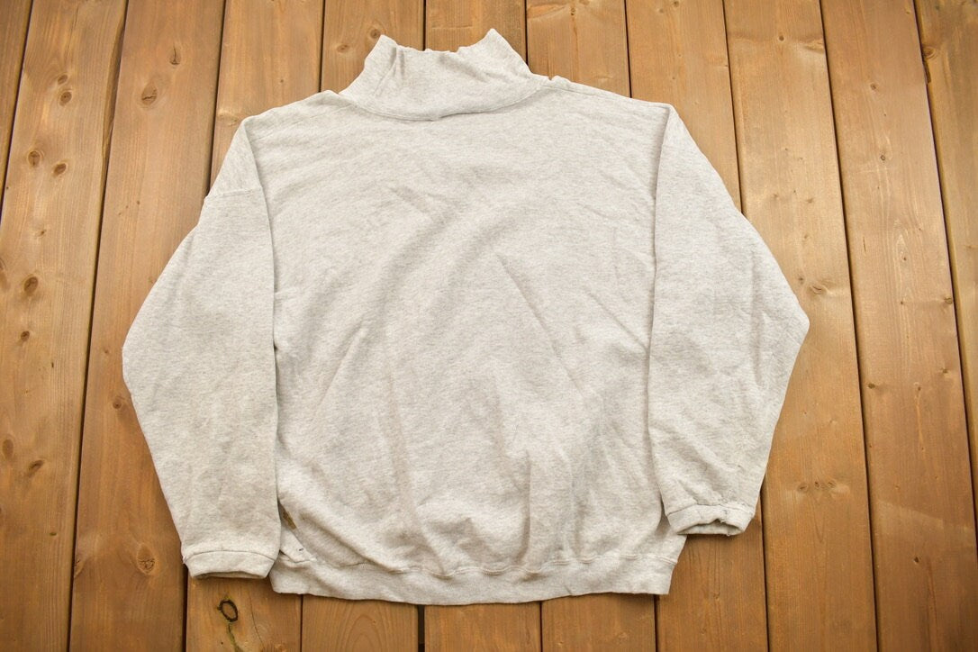 Vintage 1990s Grey Blank Turtleneck Sweatshirt
