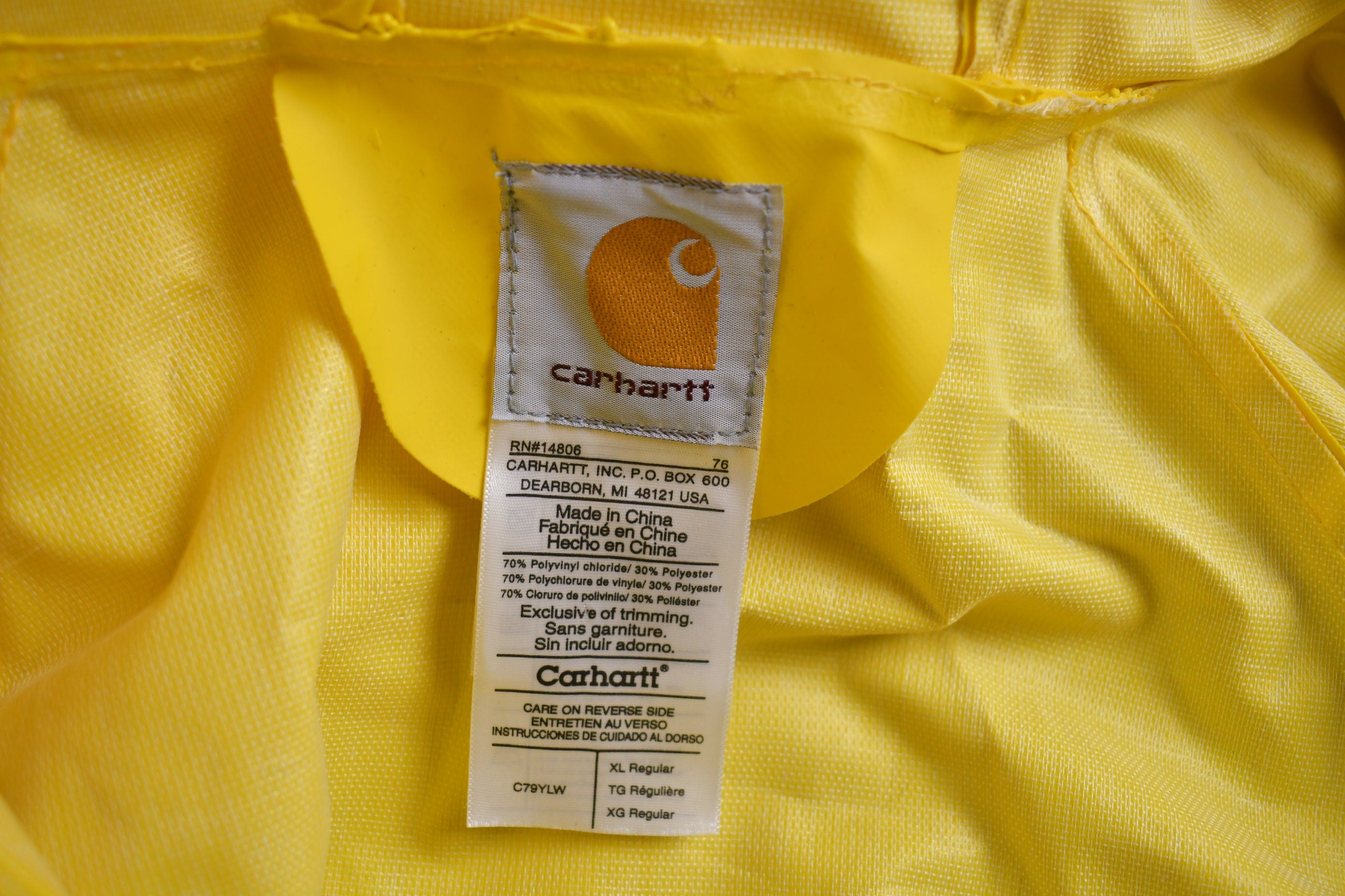 Carhartt Yellow Rain Jacket