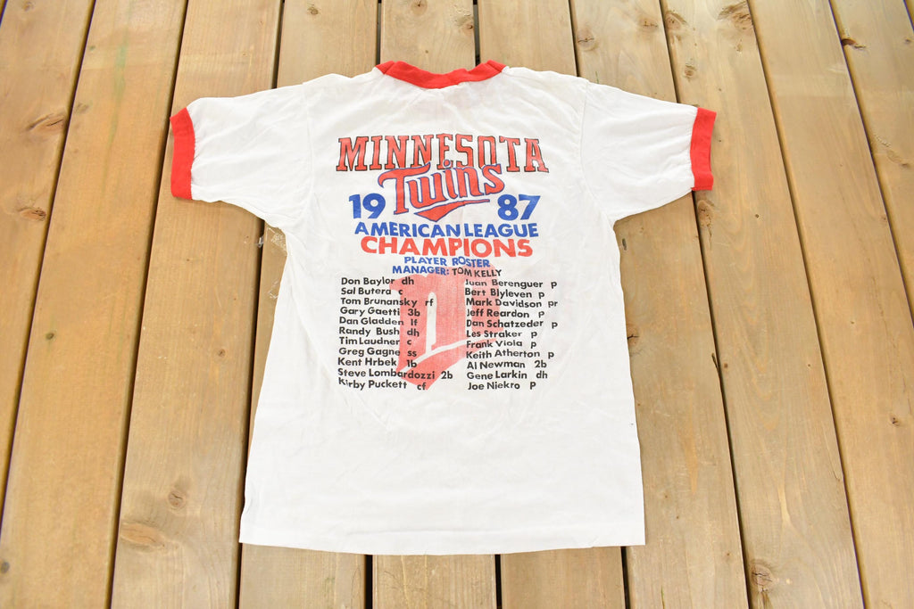 Vintage 1987 Minnesota Twins AL Champions MLB Graphic Ringer T-Shirt Men's S
