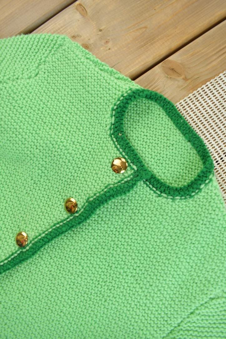 Vintage 1960s Lime Green Knit Cardigan Sweater