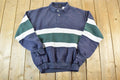 Vintage 1990s AZ Sport Colour Block Collared Sweatshirt Made In USA