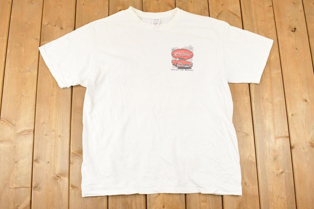 Vintage 1990s Chrome Car Insurance Souvenir Classic Cars T-Shirt Men's L