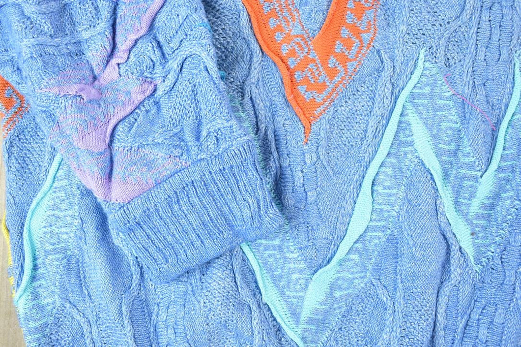 Vintage 1990s Coogi Cuggi 100% Cotton Abstract Pattern Crewneck Sweater Made In Australia 3D knit