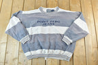 Vintage 1990s Point Zero Jeans Striped Colour Block Crewneck Sweatshirt
