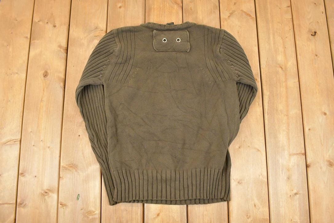 Vintage 1990s Big Smith Raw Cable Knit Crewneck Sweater Men's S /