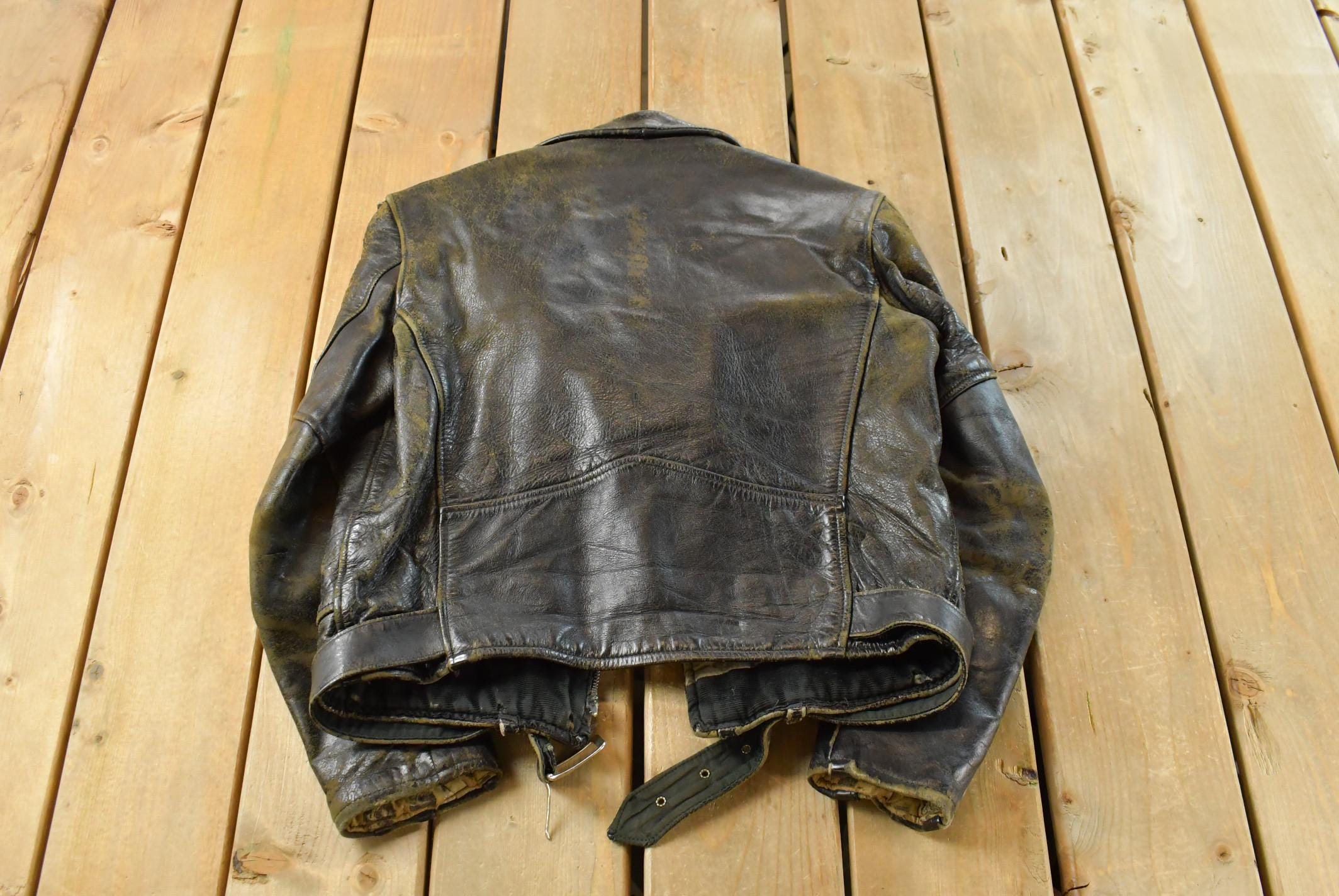 True Vintage 1940s Windward Horsehide Single Star Leather Biker Jacket Size Men's S