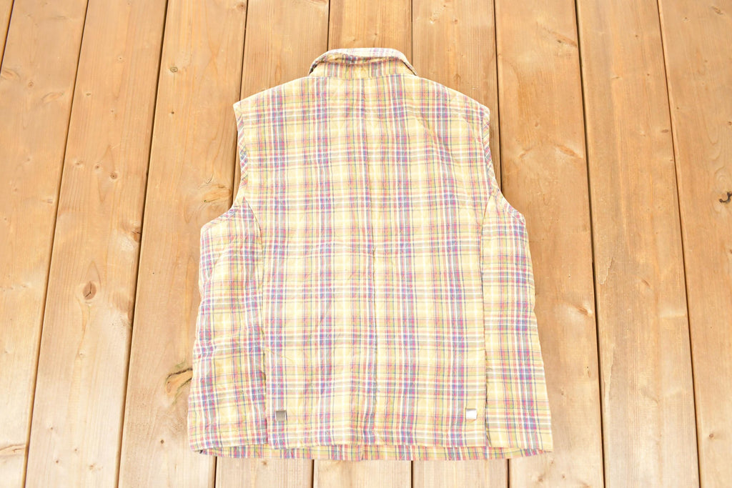 Vintage 1990s Christopher And Banks Plaid Lined Button Up Vest Men's M