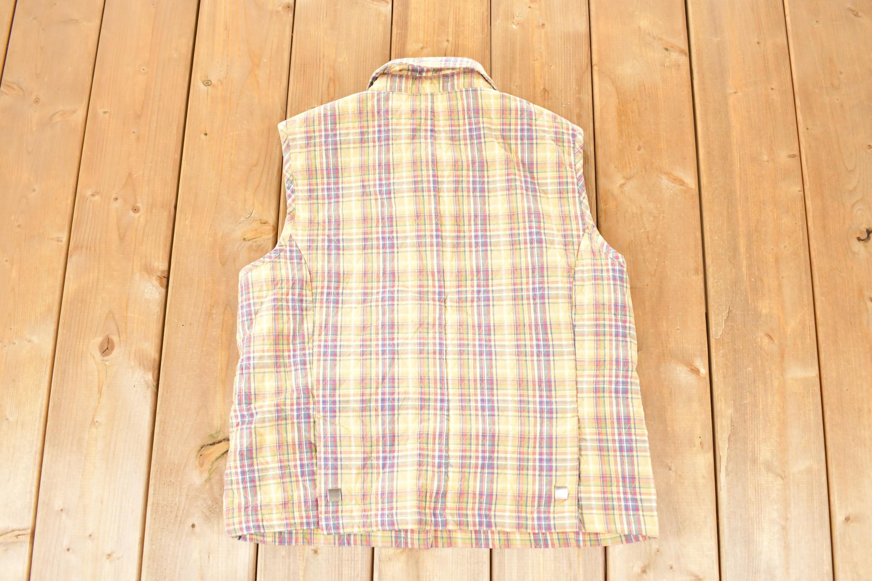Vintage 1990s Christopher And Banks Plaid Lined Button Up Vest Men's M