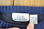 Vintage 1990s Club International Knit Abstract Pattern Crewneck Sweater Made In 90s Crewneck