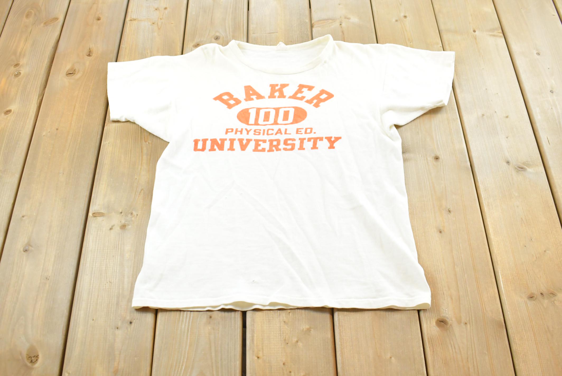 True Vintage 1960s Champion Baker University Physical Education Collegiate T-Shirt Mens M