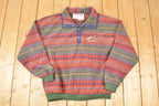 Vintage 1990s Alaska Arctic Image Fleece Outdoorsman Quarter Button Holiday Sweater Men's XL