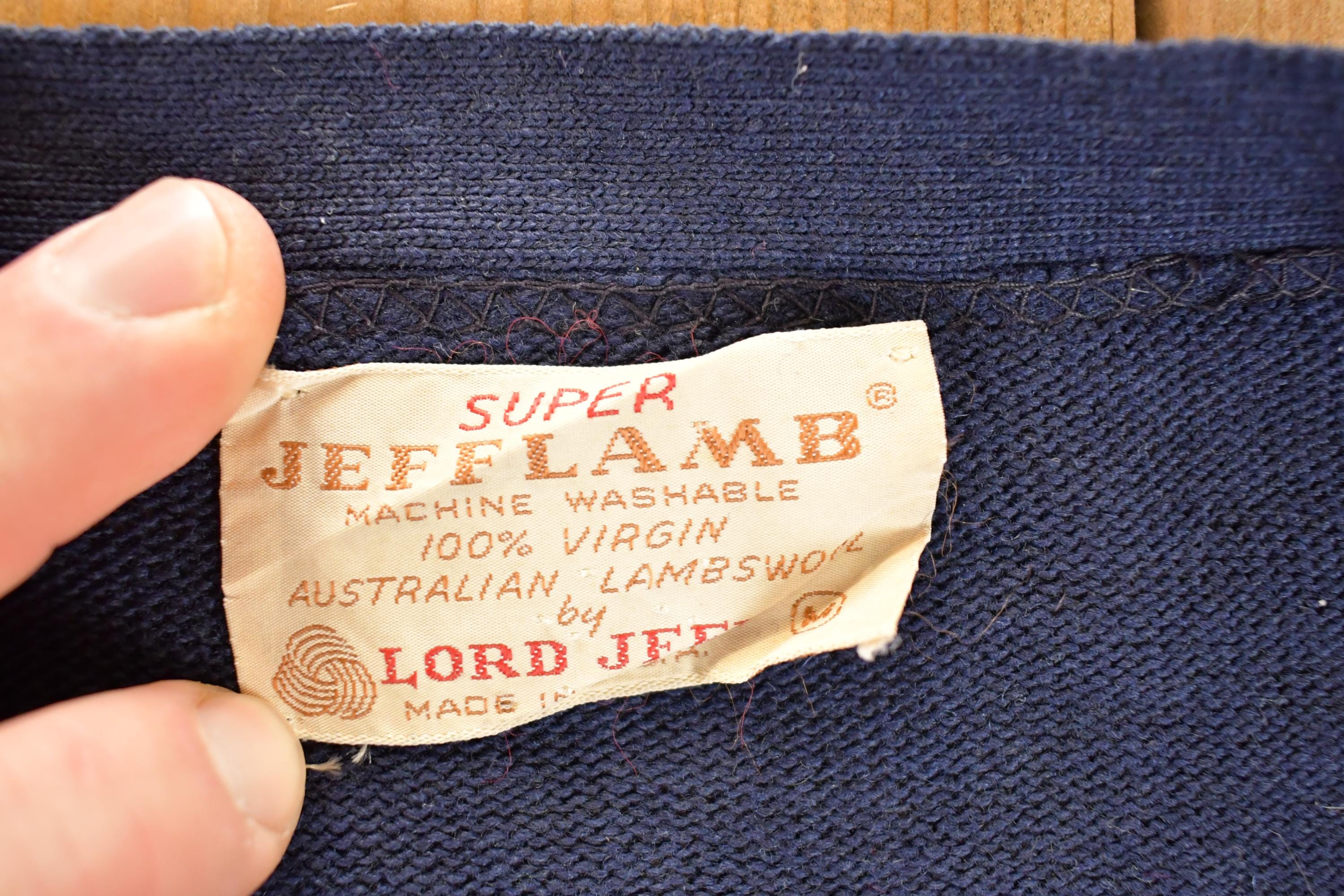 Vintage 1970s Jeff Lamb Wool Knit Cardigan Sweater Men's L
