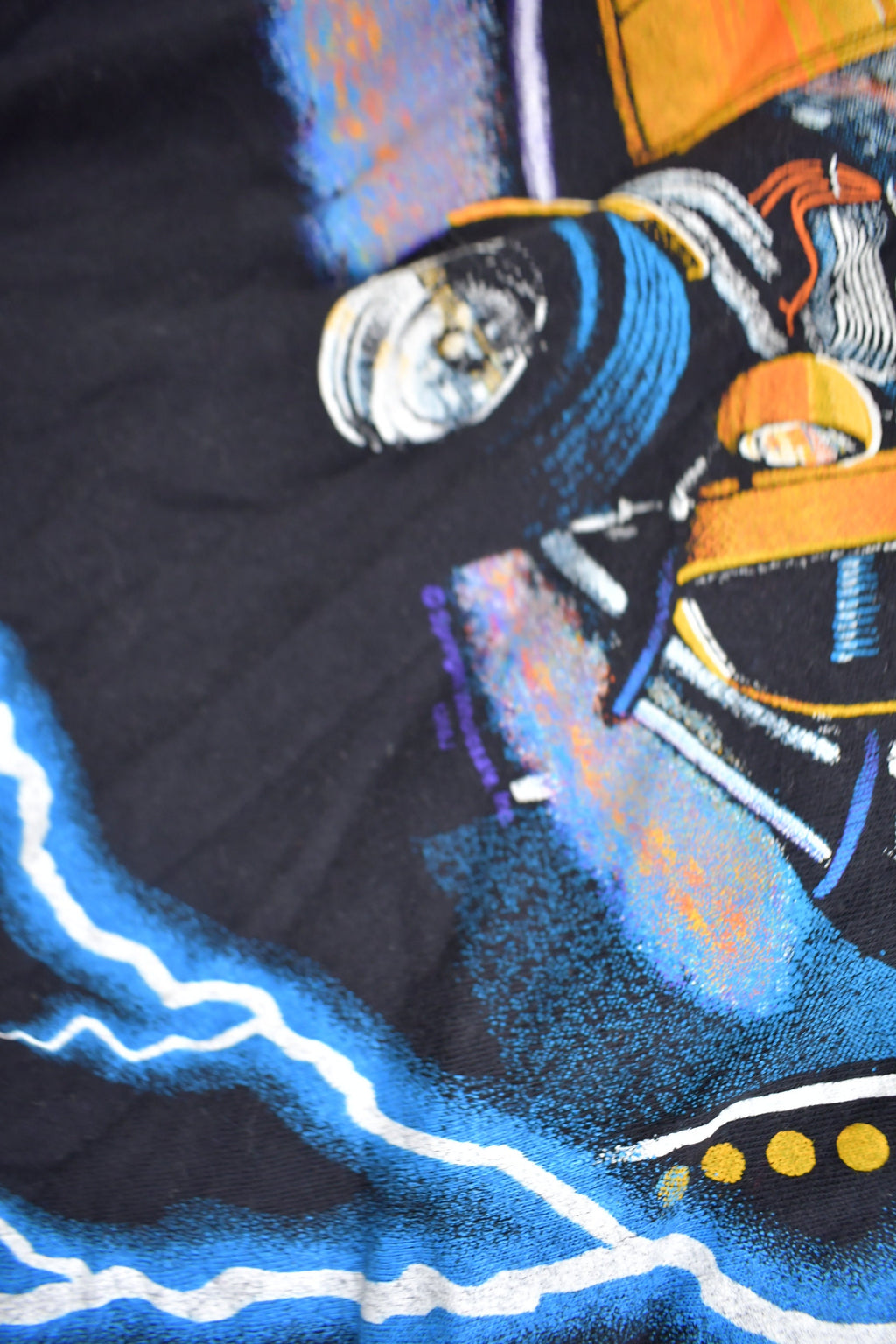 Vintage 1990s American Spirit Graffiti Nights Classic Cars & Lightning Graphic T Shirt