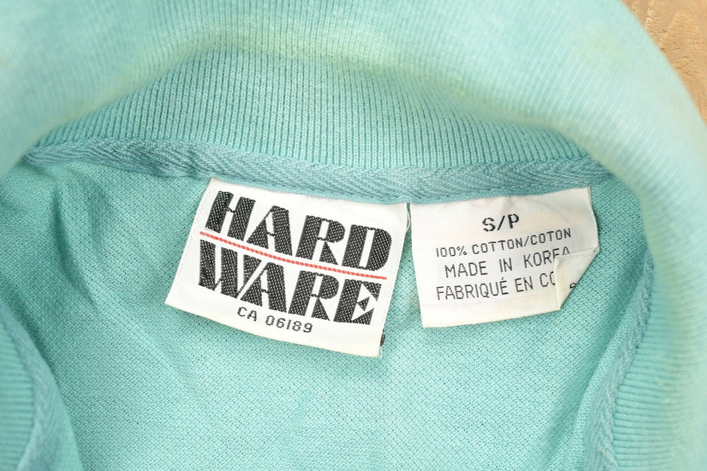 Vintage 1990s Hard Ware Turquoise Blank Heavy Quarter-button Sweatshirt