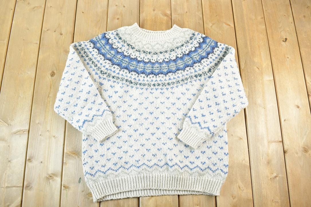 Vintage 1990s Spin 2 Knit Abstract Pattern Crewneck Sweater Womens Large