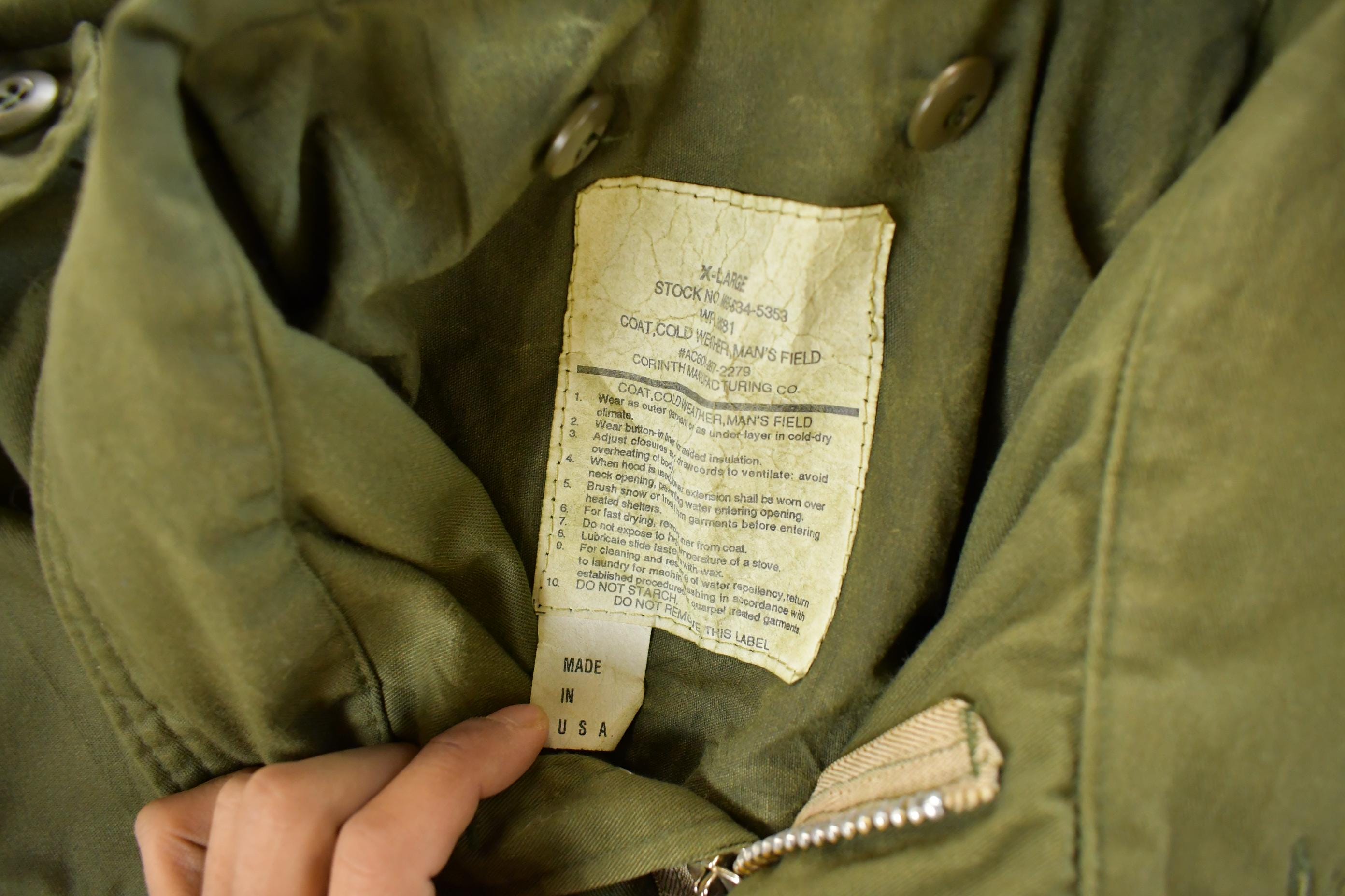 Vintage 1970s Distressed M-65 Military Field Coat Men's XL