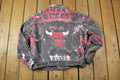 Vintage 1990s Chicago Bulls All Over Print NBA Basketball Boxy Fit Jean Jacket