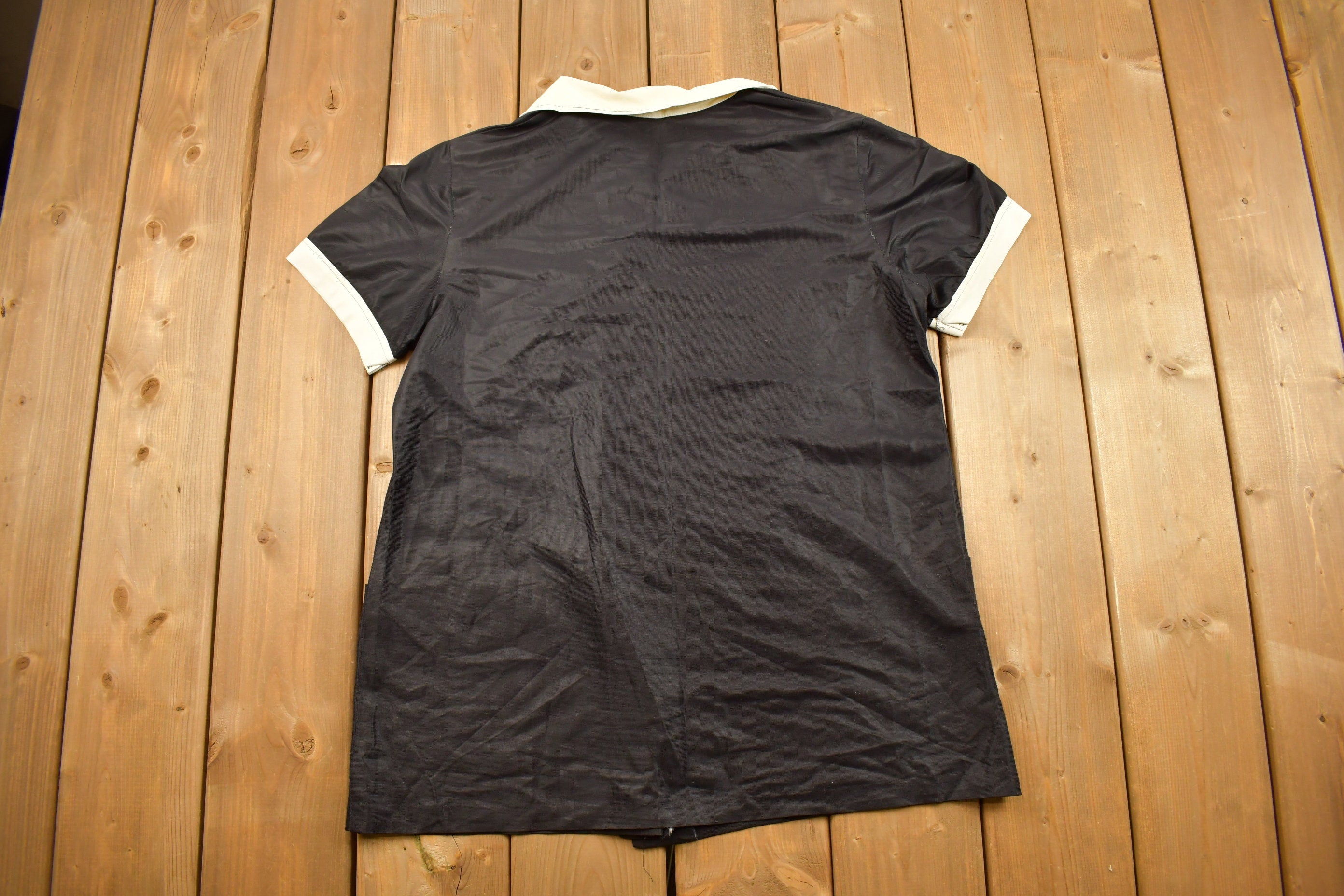 Vintage 1970s Blank Black and White Bowling Button Up Shirt  1990s Button Up  Vintage Flannel  Basic Button Up