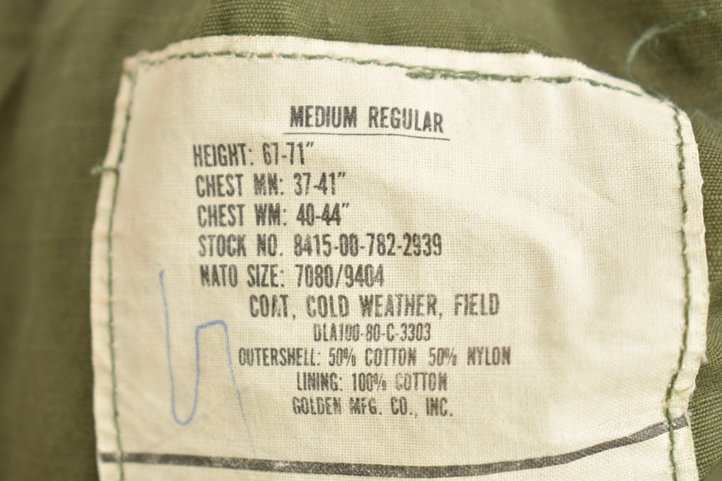 Vintage 1980 Military Army Sateen Field Jacket