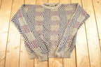 Vintage 1990s Jantzen PDX Knit Crewneck Sweater Women's XL  90's Abstract Pattern 3D Knitted Sweatshirt