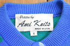 Vintage 1990s Ami Knits Striped Polka Dot Button Up Board Sweater