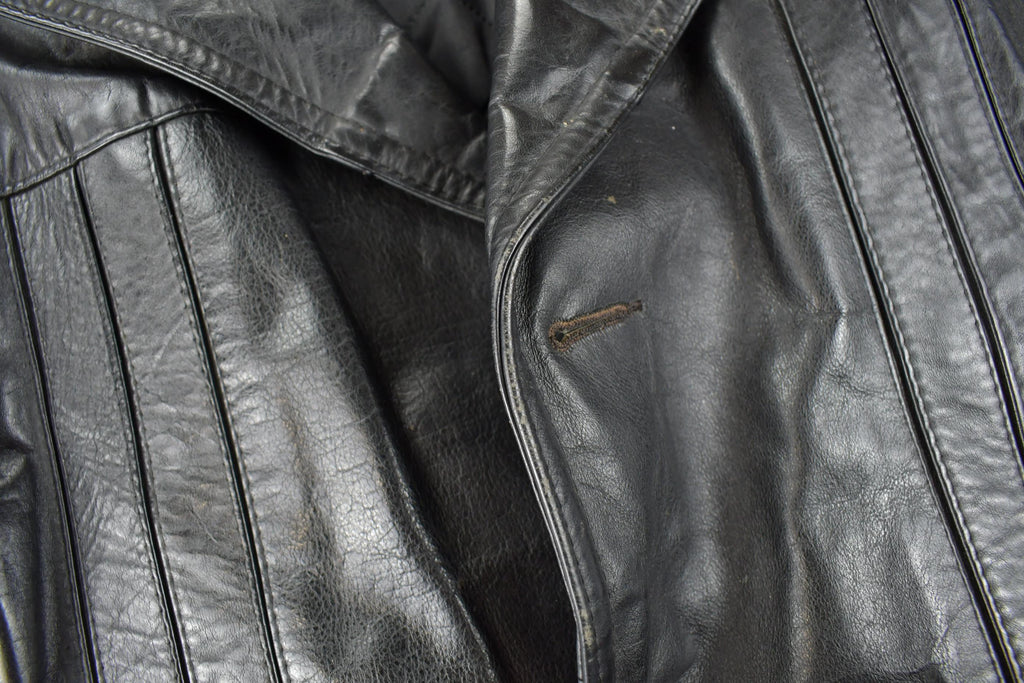 Vintage 1980s Cosa Nova Women's Full Length Leather Trench Coat made In Canada