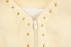 Vintage 1990s Women's White Star Embroidered Fleece Zip Up Cardigan Sweater Vest
