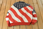 Vintage 1990s Michael Hoban Wheremi American Flag USA Leather Jacket Men's XL