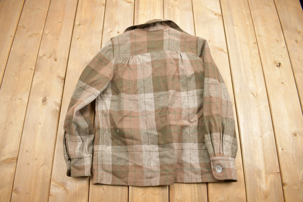 Vintage 1970s Pendleton Plaid Button Up Blazer Shirt