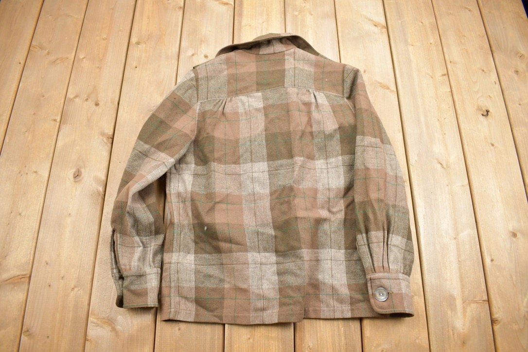 Vintage 1970s Pendleton Plaid Button Up Blazer Shirt