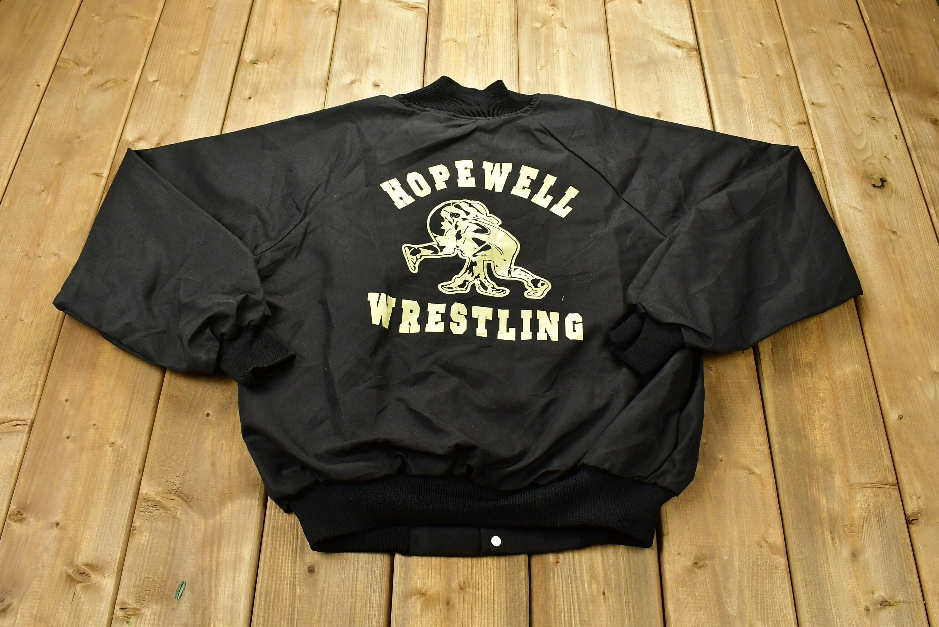 Vintage 1980s Hopewell Wrestling Bulldogs Windbreaker Bomber Jacket