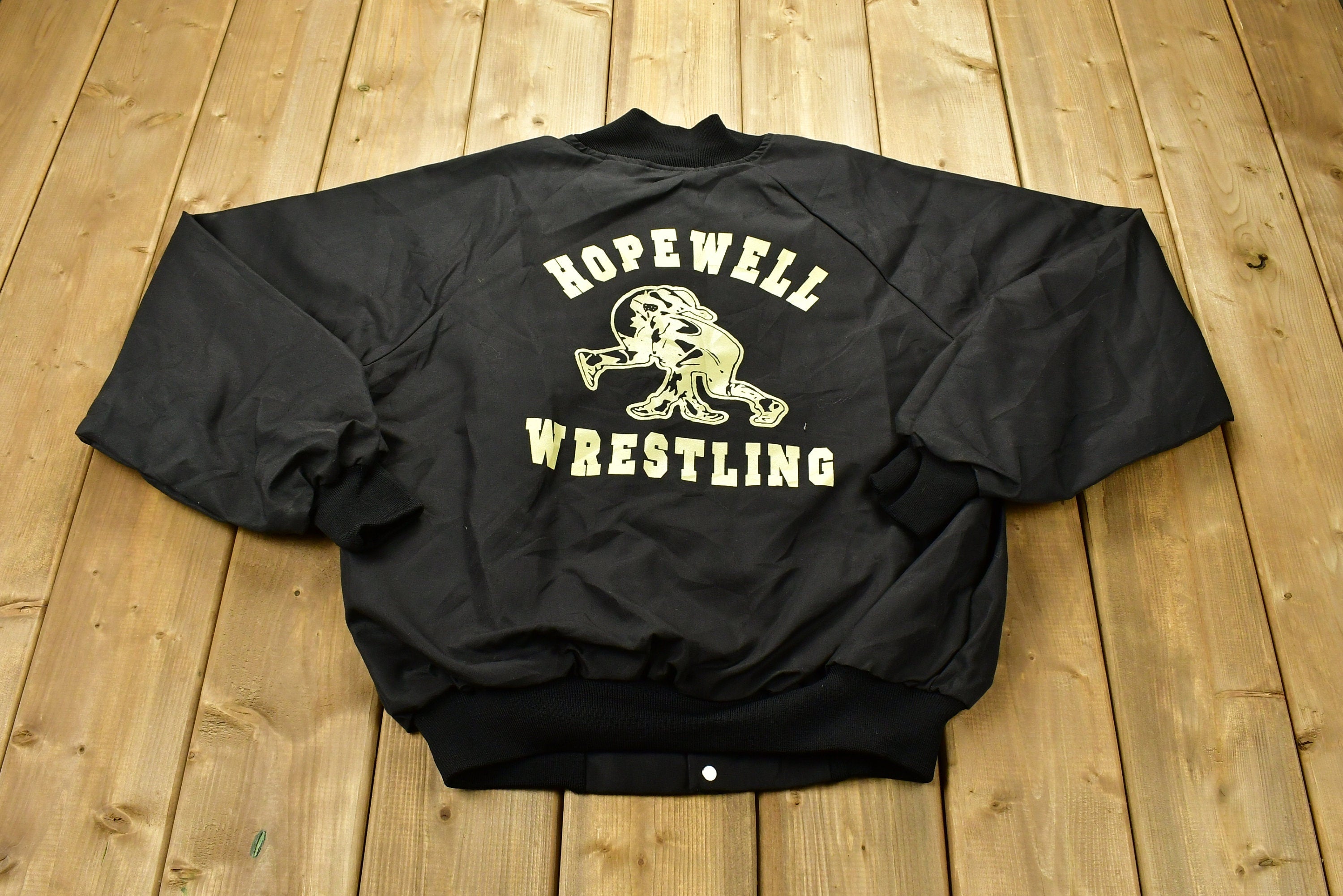 Vintage 1980s Hopewell Wrestling Bulldogs Windbreaker Bomber Jacket