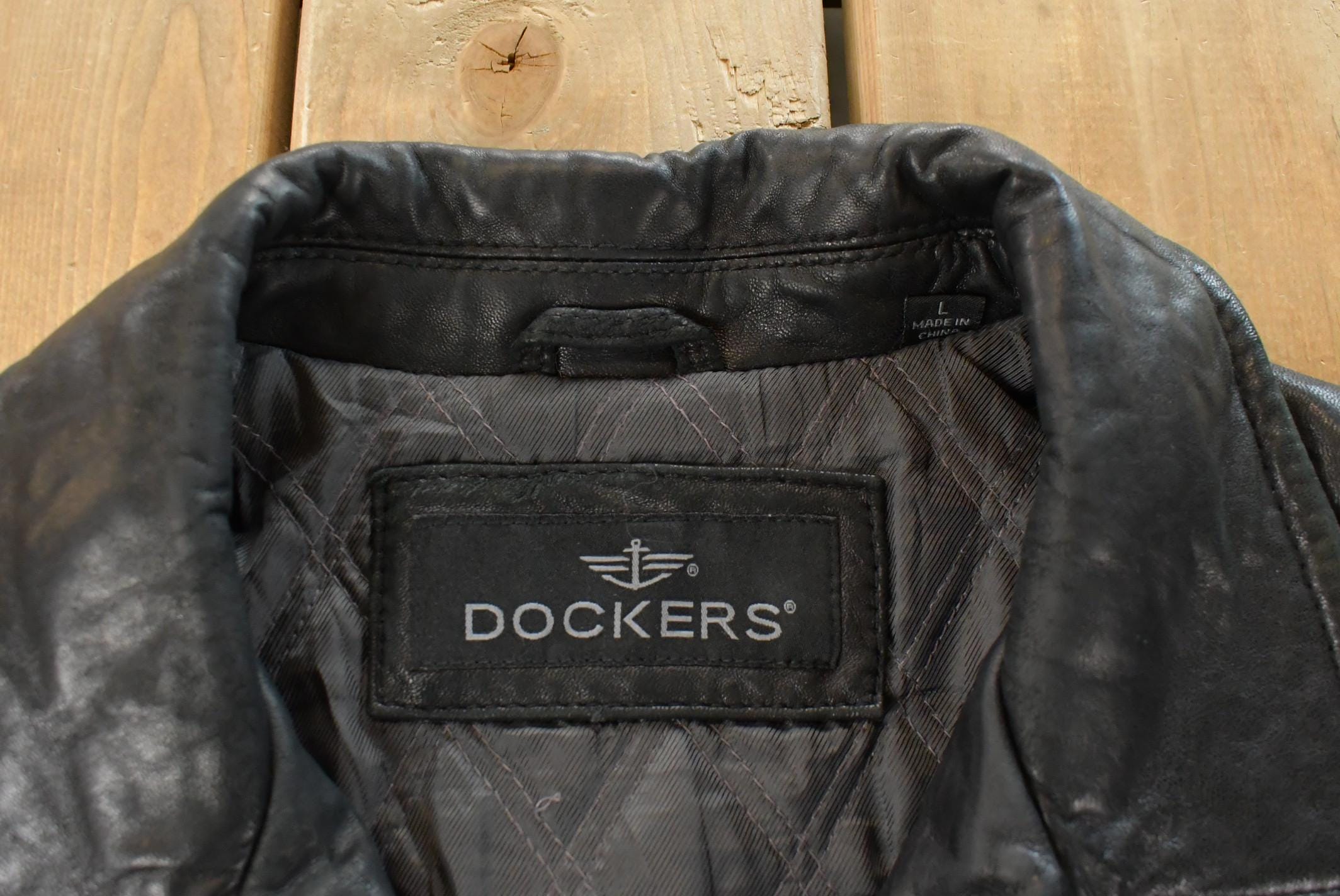 Vintage 1990s Dockers Leather Bomber Flight Jacket Men's XL