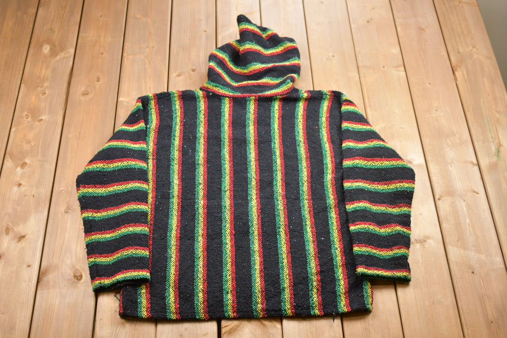 Vintage Knitted Blanket Hooded Sweater