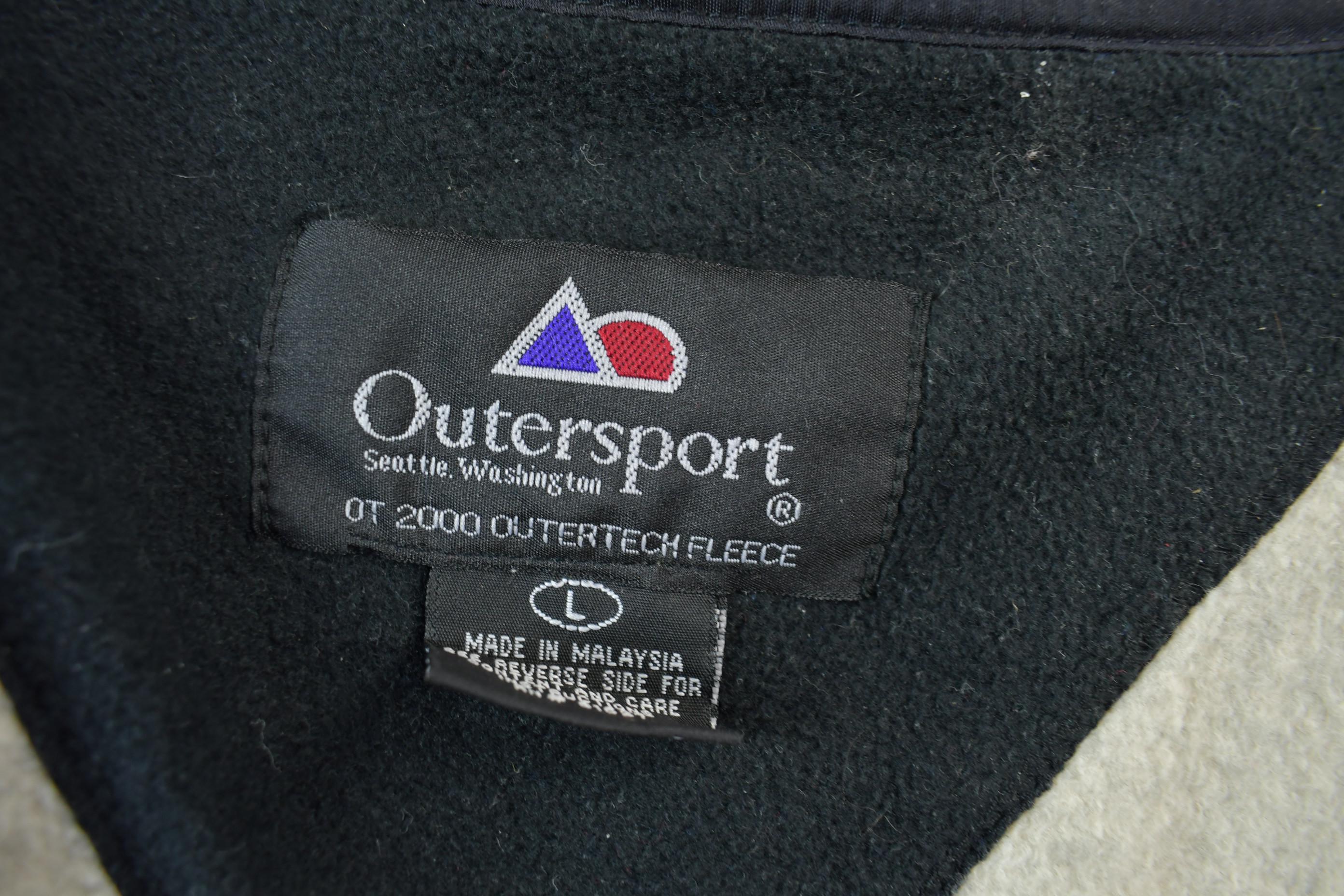 Vintage 1990s Outersport Zip Up Beige Fleece Sweater