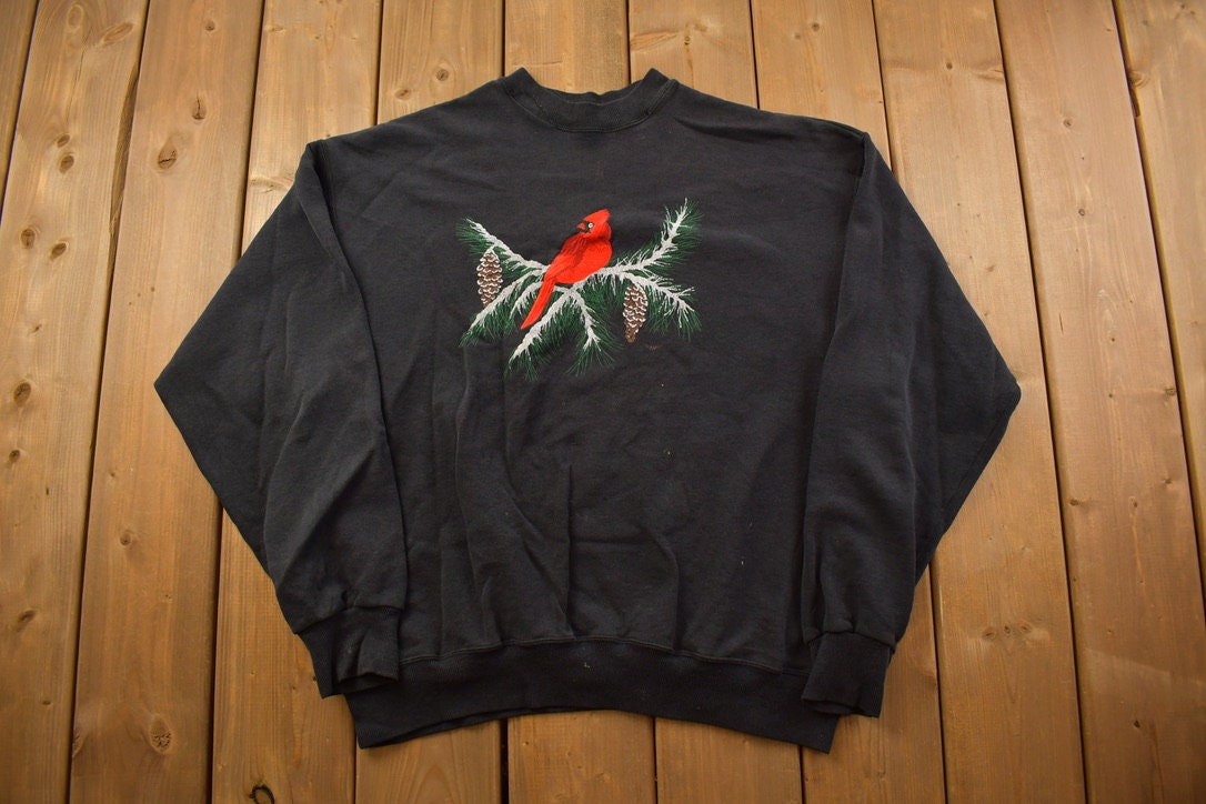 Vintage 1990s Winter Cardinal Crewneck Sweatshirt